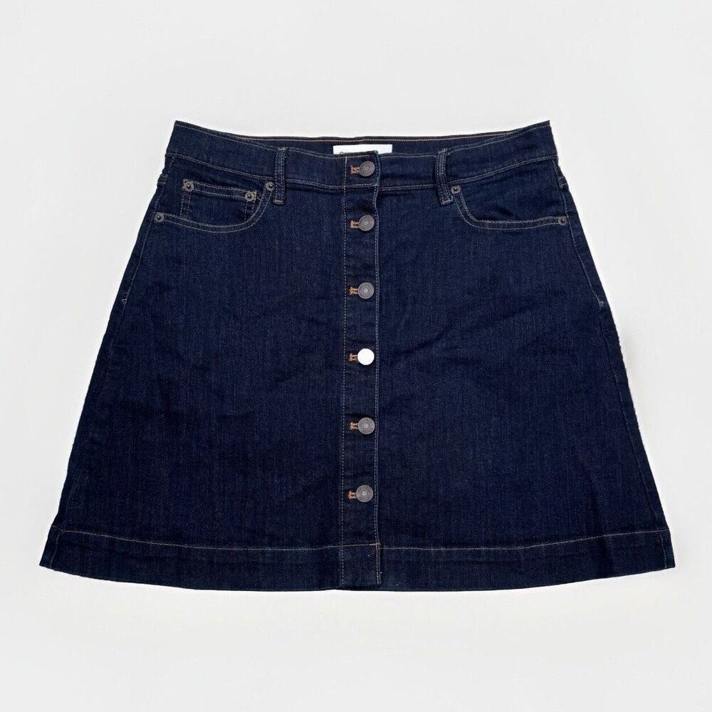 Gap Denim Skirt Womens 8 A Line Button Dark Blue Measures 30 x 18